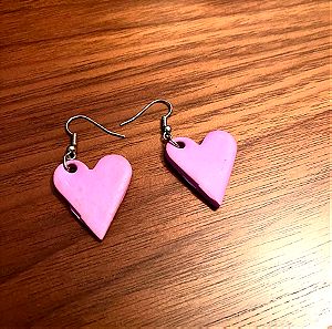 Handmade Purple Heart Shaped Cute Earrings/ Χειροποίητες Καρδιές Σκουλαρίκια