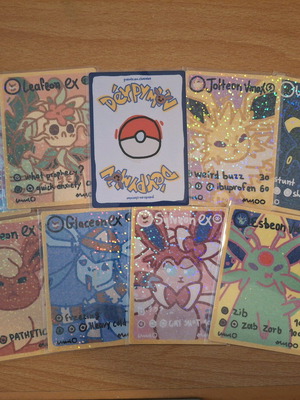 Fanmade Derpymon cards with foil confetti, set of 9