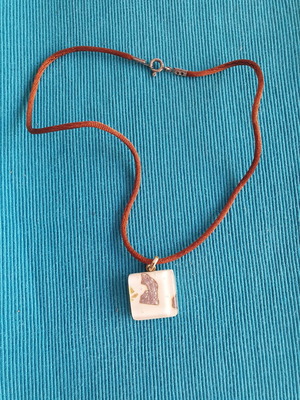 Murano glass necklace like new, white with silver and gold