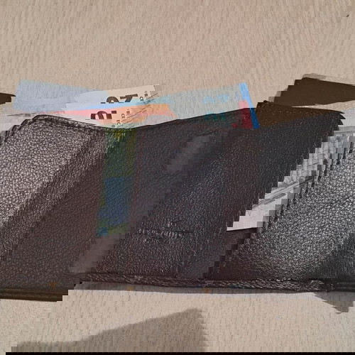 Кожен RFID портфейл с алуминиев държач за кредитни карти нов