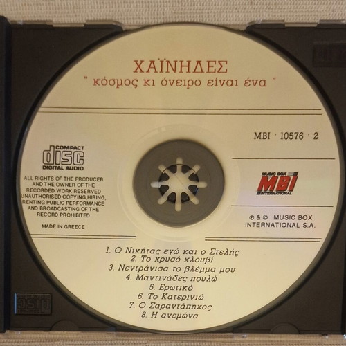 Hainides Kosmos Ki Oneiro Einai Ena CD like new, 1993