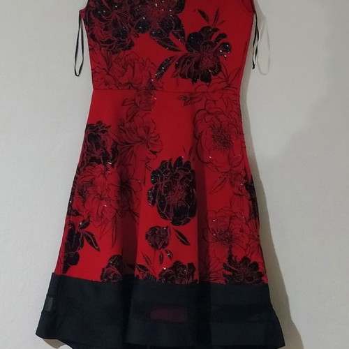 Quiz asymmetrical dress with floral glitter new, size 36