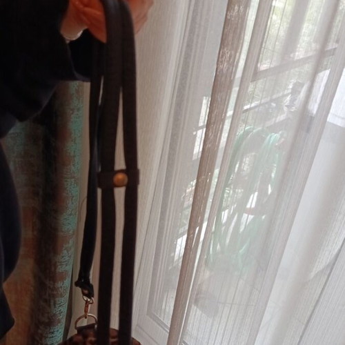 Fur pouch shoulder bag like new, beige and brown