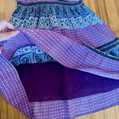 Boho Style Dress like new, adjustable straps, purple and turquoise