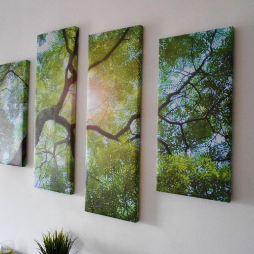 Nature four-panel canvas painting used, stretched canvas
