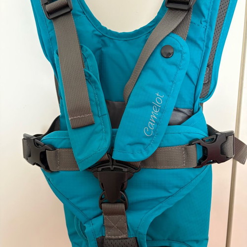 Dog carrier like new, blue and gray, for small dogs or puppies