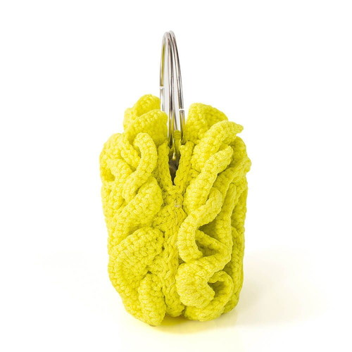 Handmade Knitted Bag White Rose new, yellow