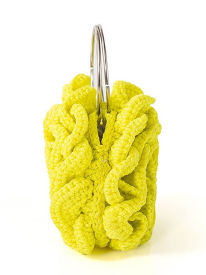 Handmade Knitted Bag White Rose new, yellow