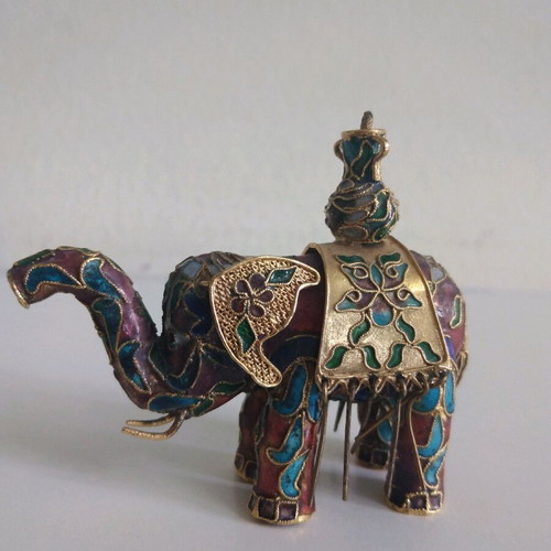 Cloisonne elephant figurine used, collectible, small