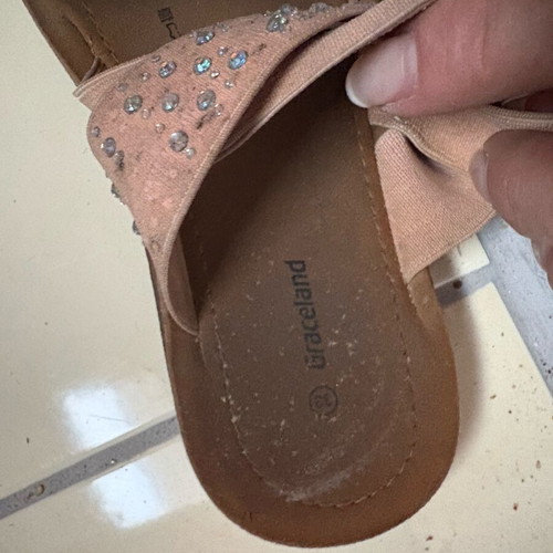 Graceland sandals size 33 beige with rhinestones used, comfortable fit