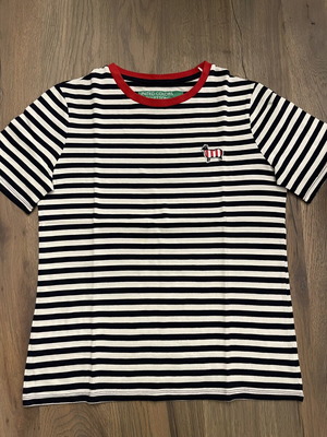 Benetton striped t-shirt new, size M, blue and white