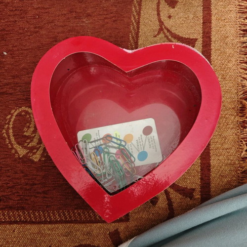 Heart jewelry box used, red and pink