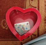 Heart jewelry box used, red and pink