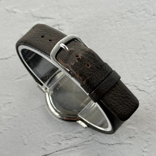 Longines Quartz 717 6033 vintage unisex dress watch used, brown leather strap