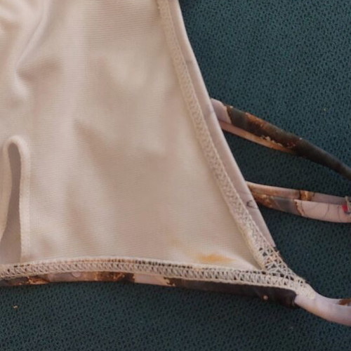 Polymorphic Triangle Bikini Set used, marble print, turquoise and gold