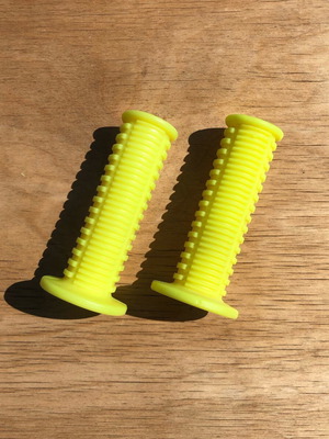 Vintage yellow BMX bicycle grips pair, new
