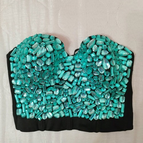 Bustier with emerald stones new, green size M