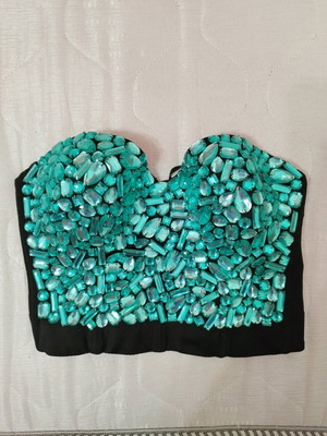 Bustier with emerald stones new, green size M