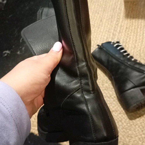 Black high boots used, size 39, with thick heel and silver laces