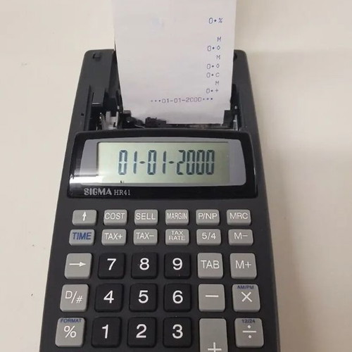 Sigma HR41 calculator used with printer, 12 digits