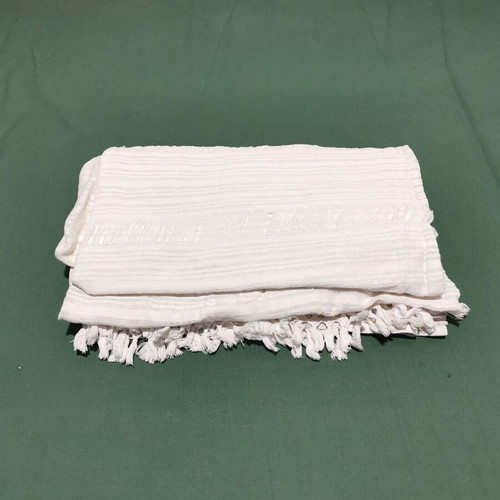 Woven wool bed sheet used, 1940s era