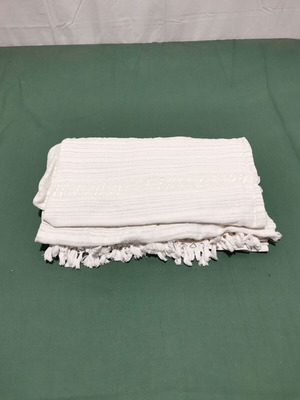 Woven wool bed sheet used, 1940s era