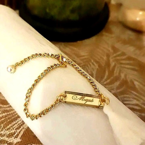 Handmade baptism or wedding bracelets with plexiglas motif and chain
