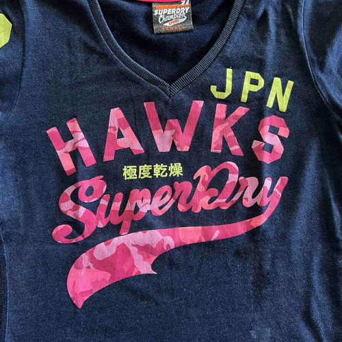 Superdry T-shirt like new, blue-pink, size S-M