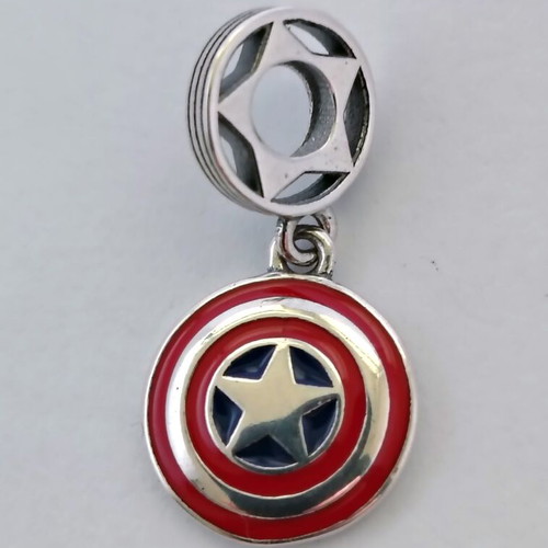 Captain America Shield Charm silver S925 with enamel, new