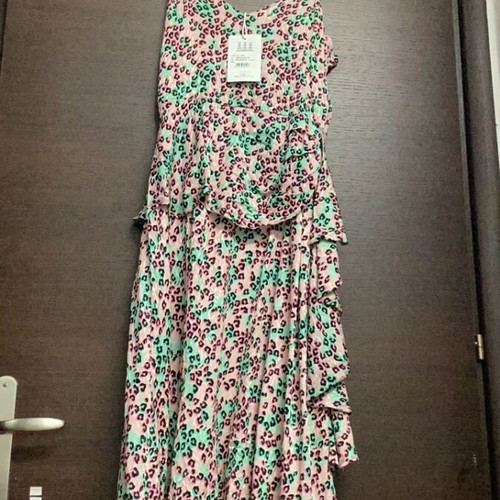 Silvian Heach Leopard Dress Size 44 New, Pink and Black
