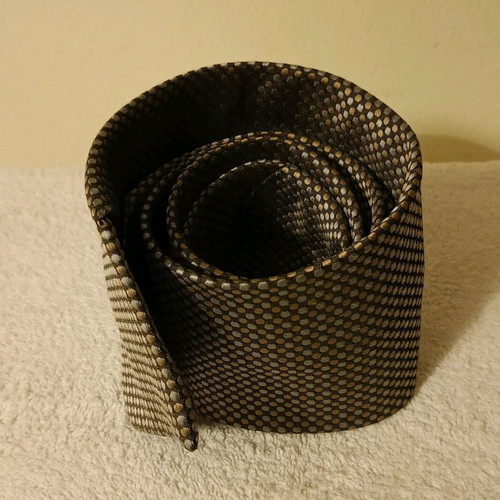 Men's tie beige with gray polka dots handmade new