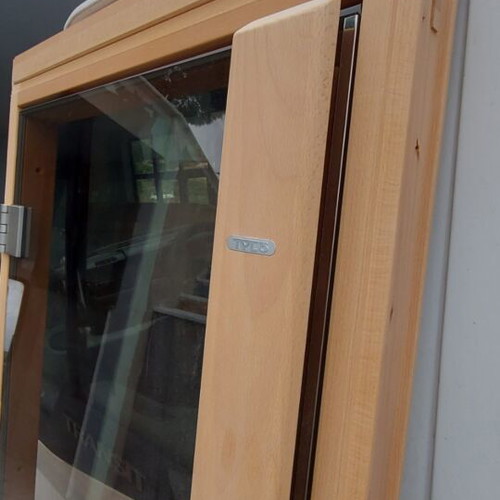 Swedish sauna used, 1.80×2.00×2.00 m, glass door, electric stove 8 kW