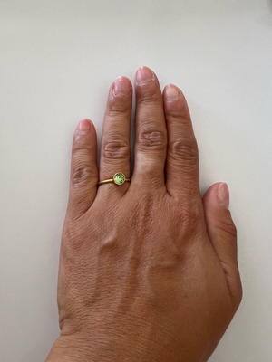Steel ring with green stone and opening feature new