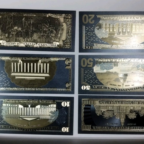 Commemorative dollars new, set of 6 gold-colored bills