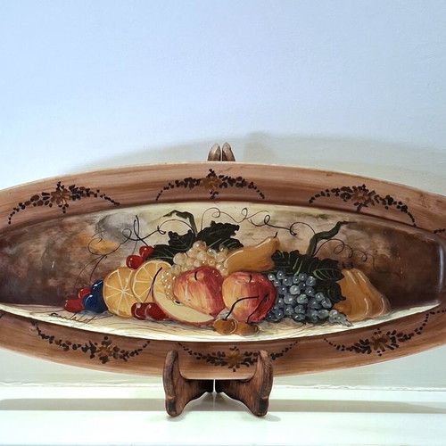Vintage ceramic platter handpainted with fruit still life, like new