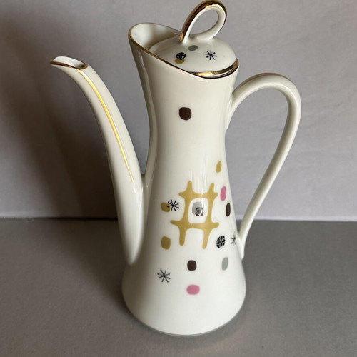 Vintage Bavaria porcelain coffee pot with lid, Mid-Century design