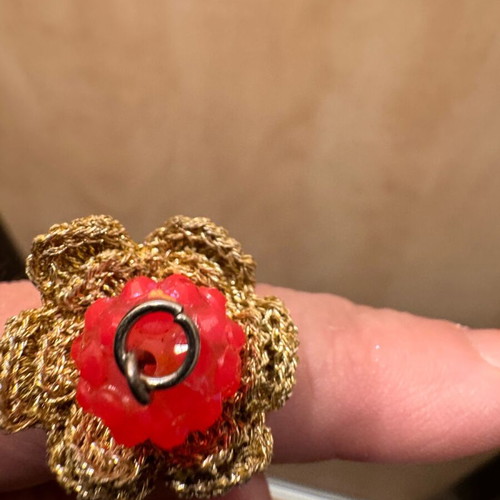 Handmade ring like new, pink and gold
