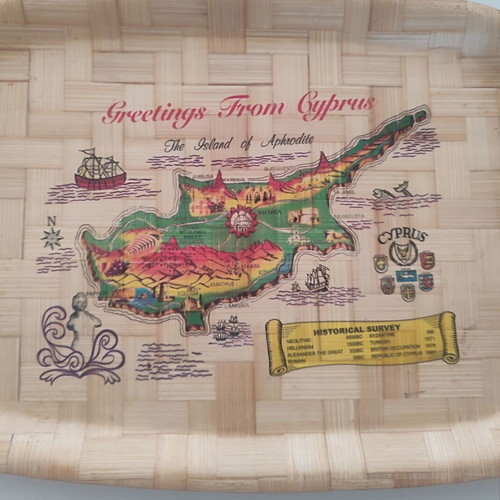 Serving tray with Cyprus theme like new