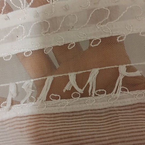 Linen blouse like new, white, thin with tulle transparent designs, 4XL
