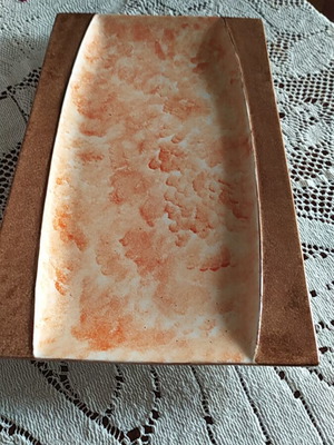 Rectangular platter like new with brown and salmon colors