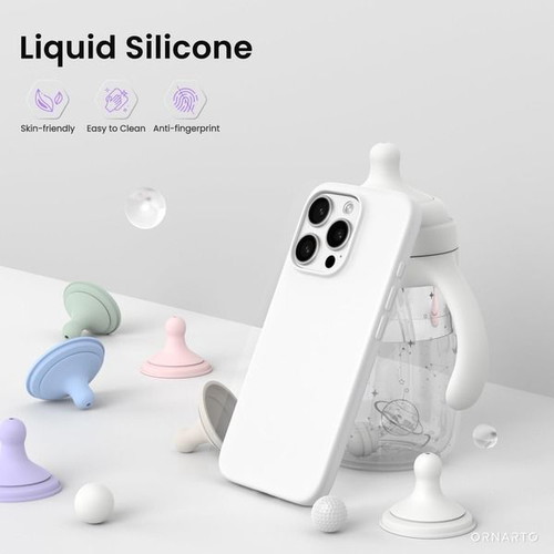ORNARTO silicone case for iPhone 16 Pro, white