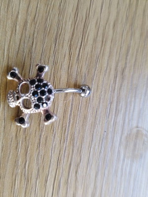 Navel piercing skull stainless steel new, black and silver