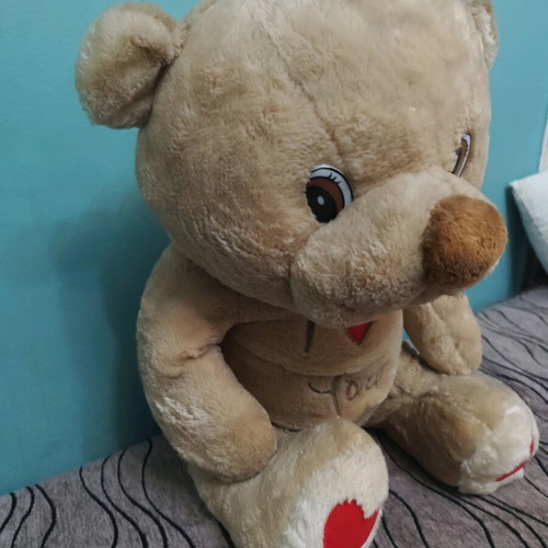 Large teddy bear with hearts used