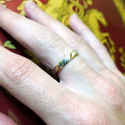 Wedding ring white and yellow gold 14K used, size 62