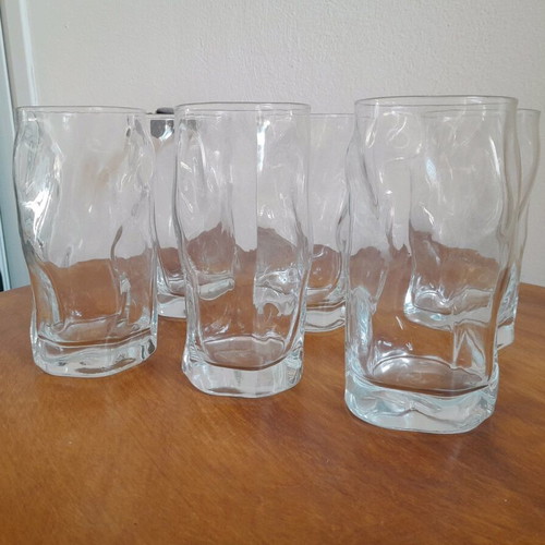 Water frappe glasses set of 6, thick glass, like new