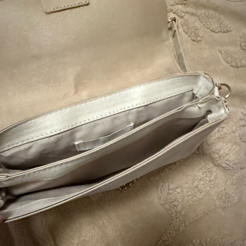 H&M crossbody bag like new, beige suede with gold chain