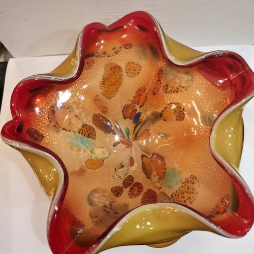 Vintage χειροποίητο μπολ Murano Art Glass Tutti Frutti μεταχειρισμένο