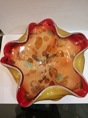 Vintage χειροποίητο μπολ Murano Art Glass Tutti Frutti μεταχειρισμένο