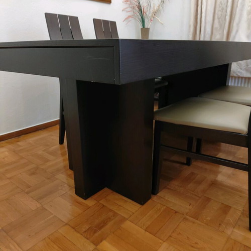 Handmade dining set like new oak wood with metal details
