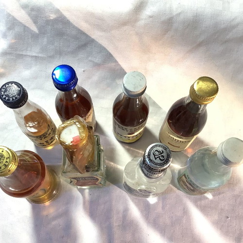 Greek liquor miniatures used, set of 8 bottles